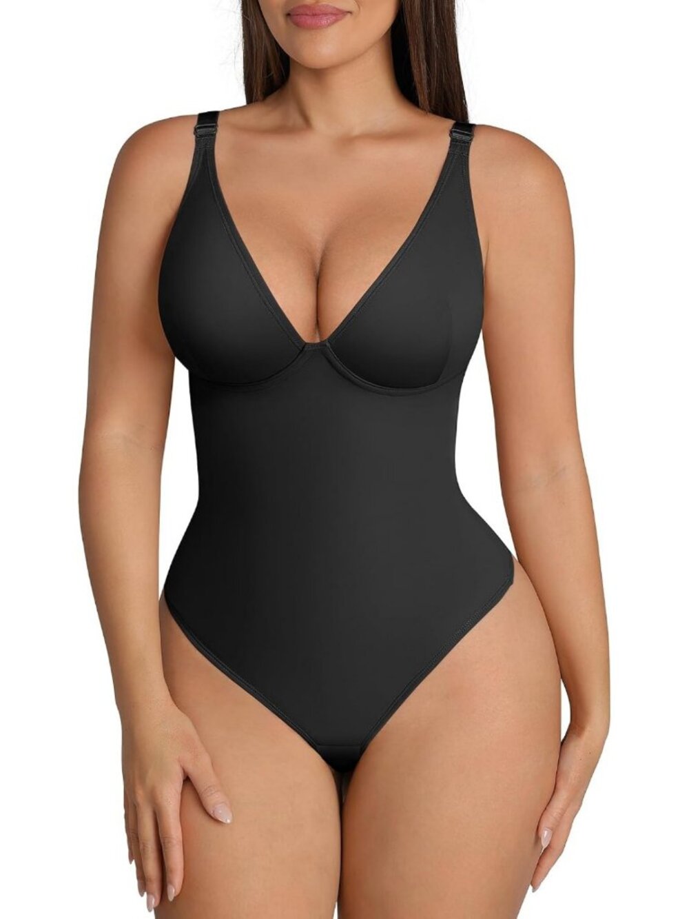 Tummy Control Shapewear Bodysuit for Women | Deep V Neck, Slimming Fit